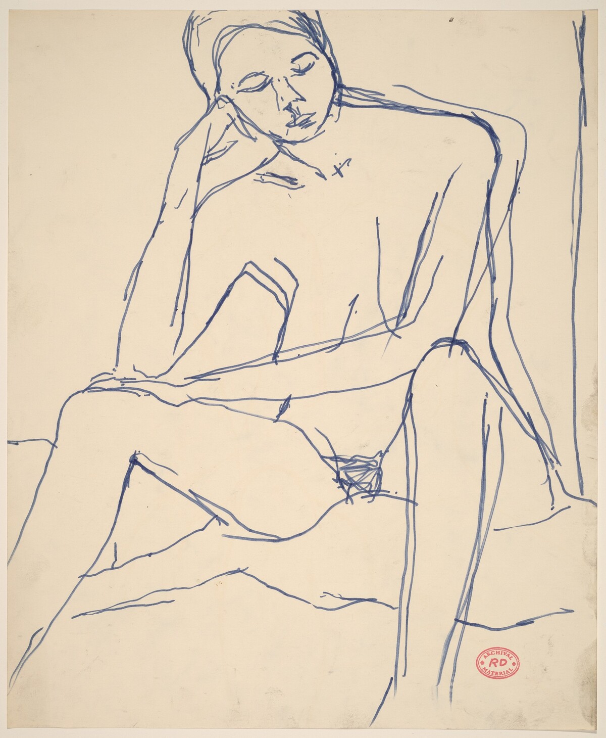 Untitled [seated female nude resting her head on her right hand] by Richard Diebenkorn