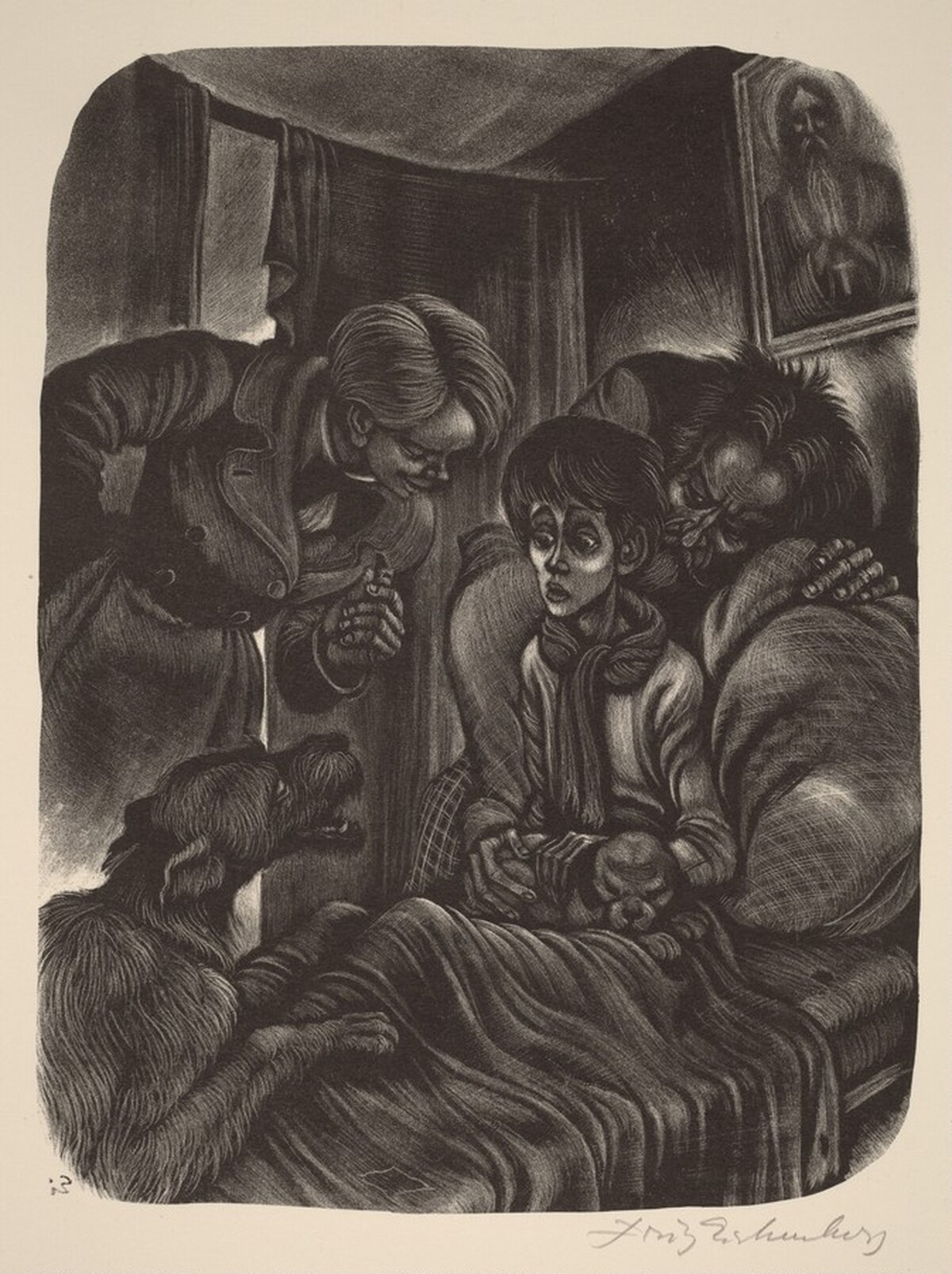 Ilusha Sick (Book X: The Boys, facing p.420) by Fritz Eichenberg