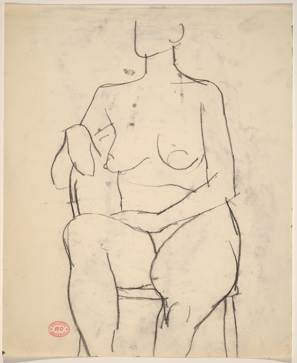 Untitled [seated female nude with right arm over chair back] by Richard Diebenkorn