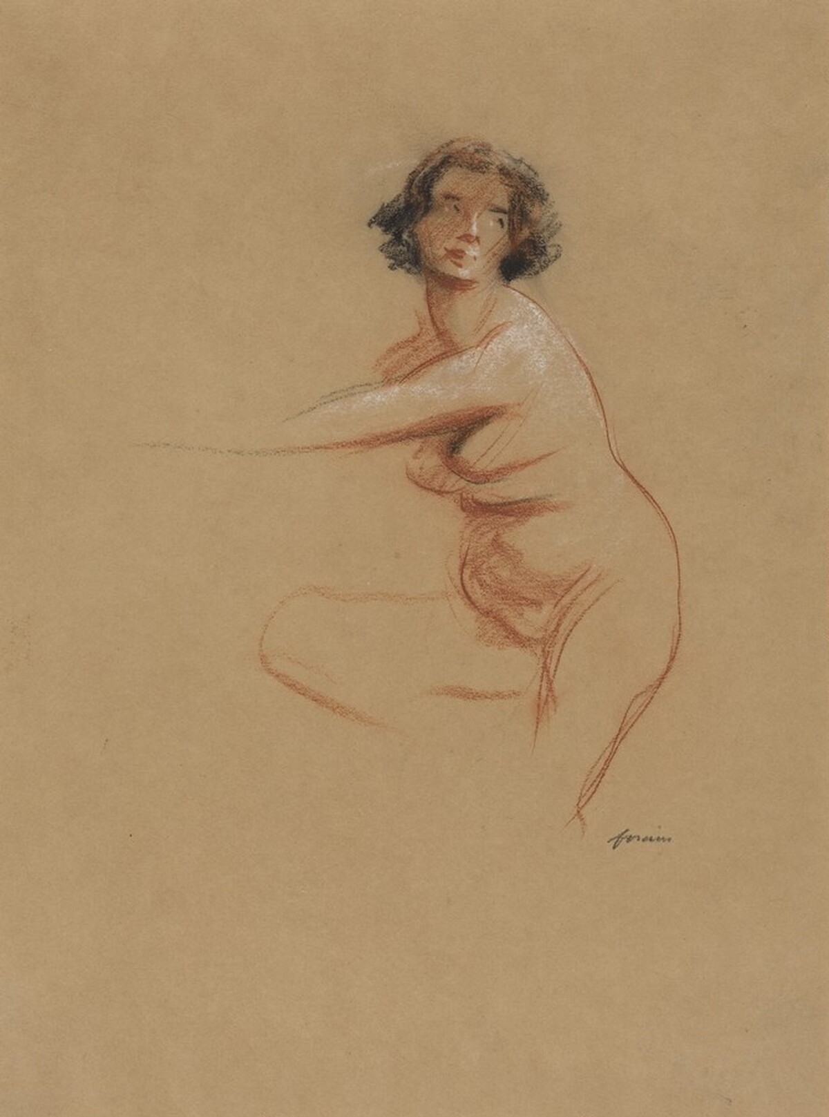a) Nude (recto); b) Head of a Woman (verso) by Jean-Louis Forain