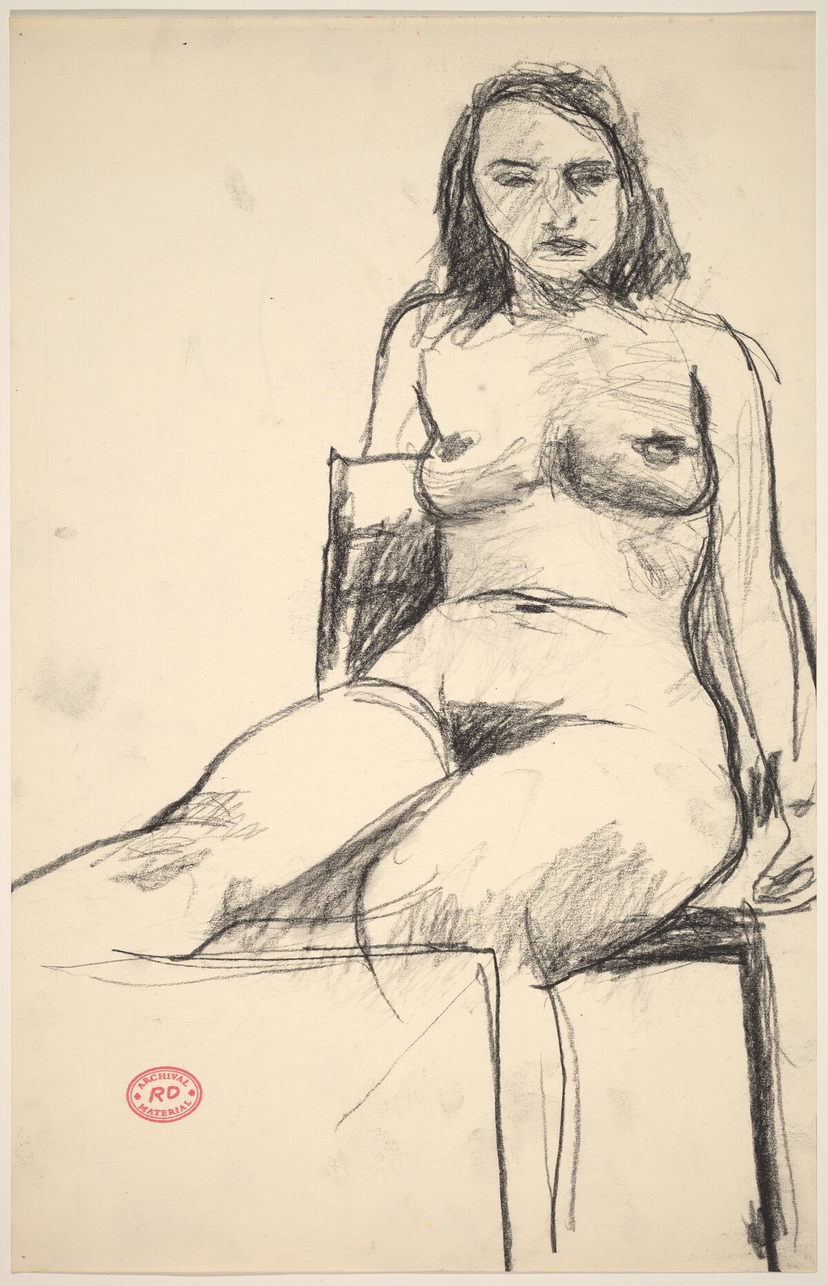 Untitled [seated nude with right leg raised] by Richard Diebenkorn