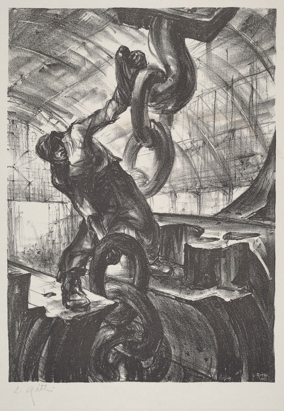 Untitled (worker with hook) by Lili Rethi