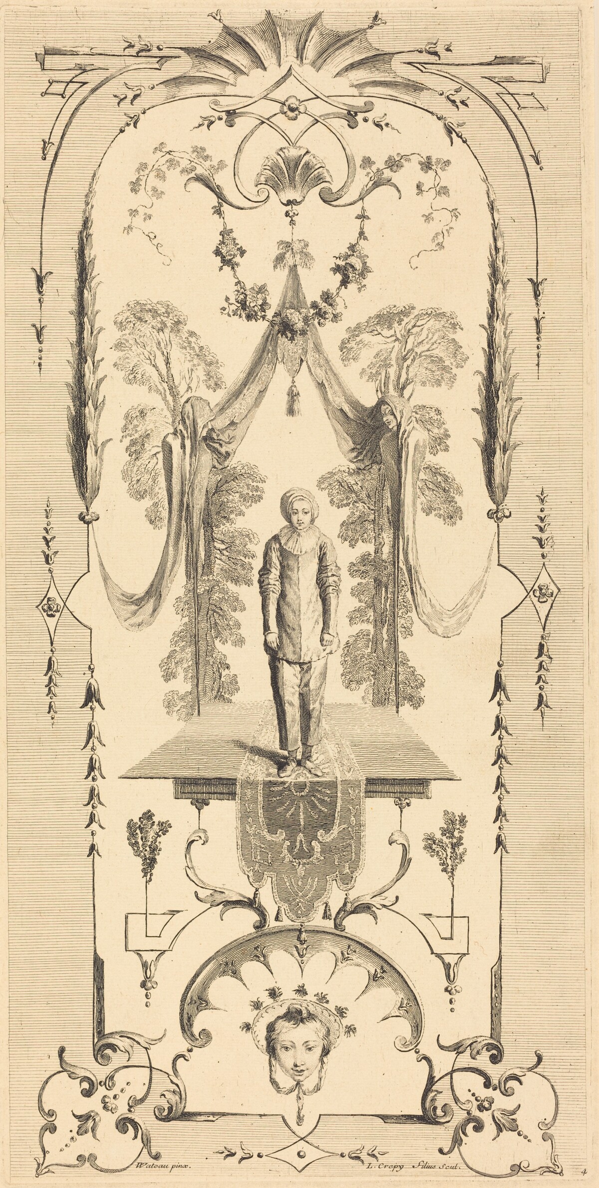 Gilles by Louis Crépy after Antoine Watteau