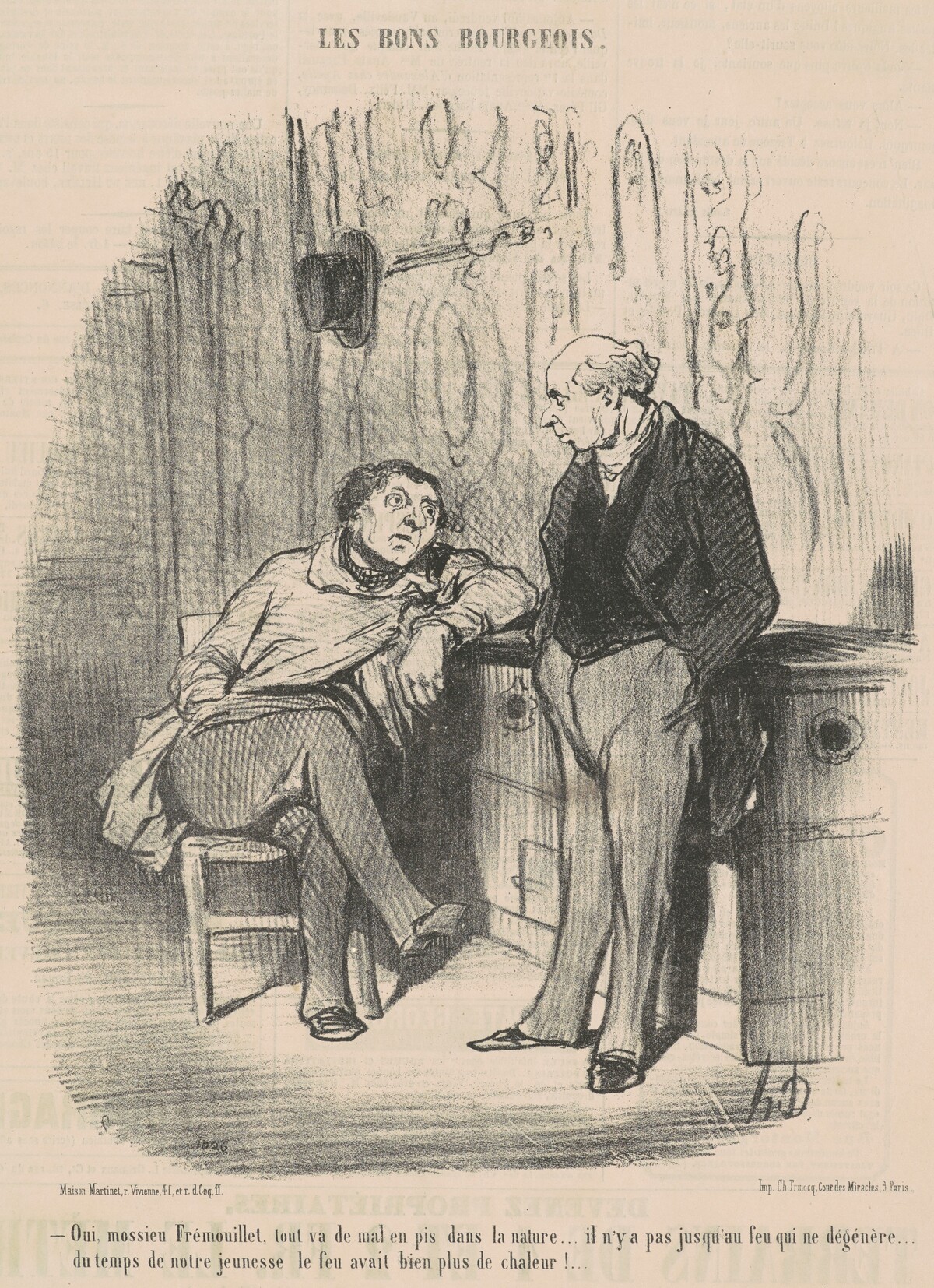 Oui, Mossieu Fremouillet, tout va de mal en pis ... by Honoré Daumier