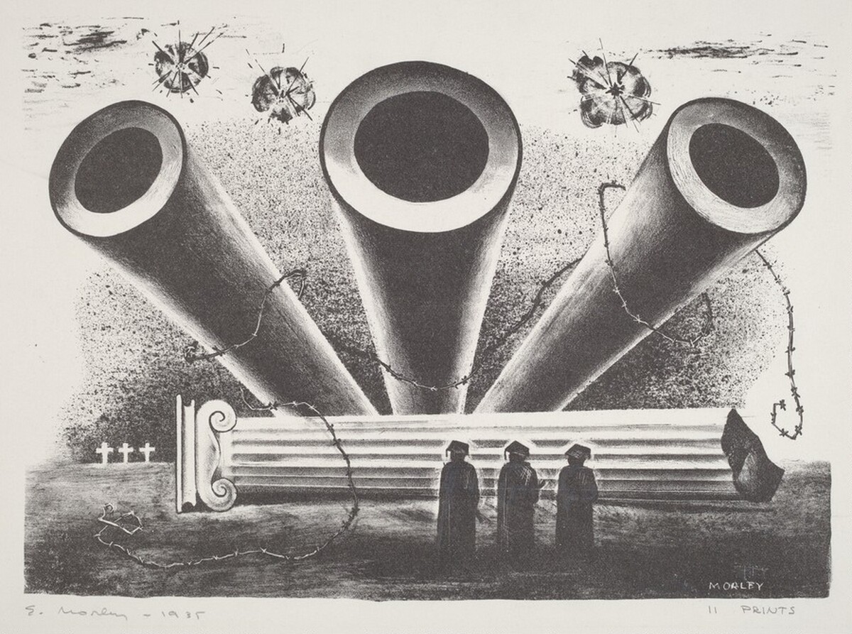 Untitled (Cannons and Students) by Eugene Morley