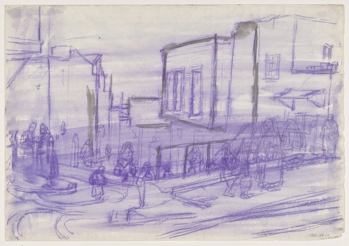 Figures on a City Street [verso] by Reginald Marsh