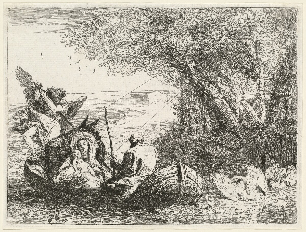 The Holy Family Being Ferried Across the River by Giovanni Domenico Tiepolo