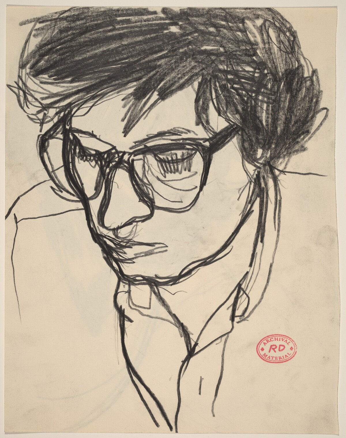 Untitled [head of a woman in eyeglasses] [recto] by Richard Diebenkorn