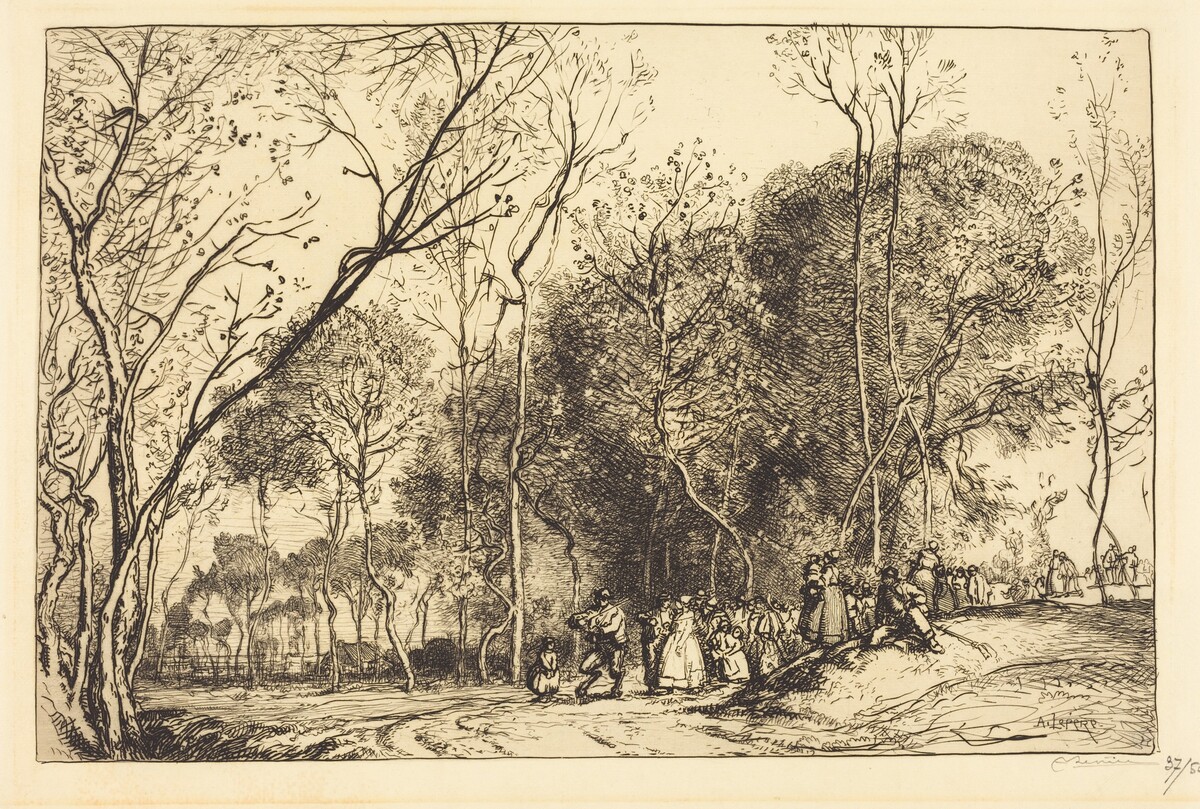 Summer in Saint-Martin, the Past Nuptials (Ete de la Saint-Martin, la noce qui passe) by Auguste Lepère