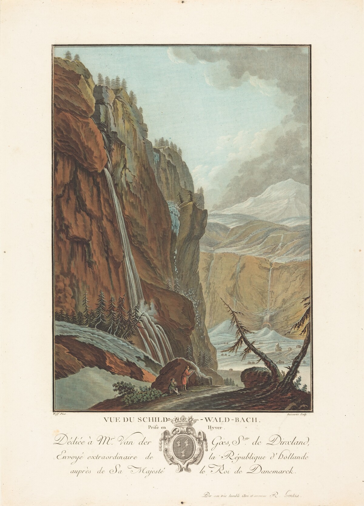 Vue du Schild-Wald-Bach prise en Hyver by Charles-Melchior Descourtis after Caspar Wolf