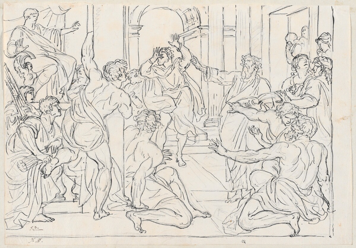 The Blinding of Elymas by Jacques-Louis David after Taddeo Zuccaro