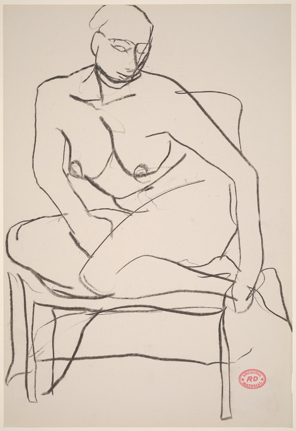 Untitled [female nude with legs drawn into chair] by Richard Diebenkorn