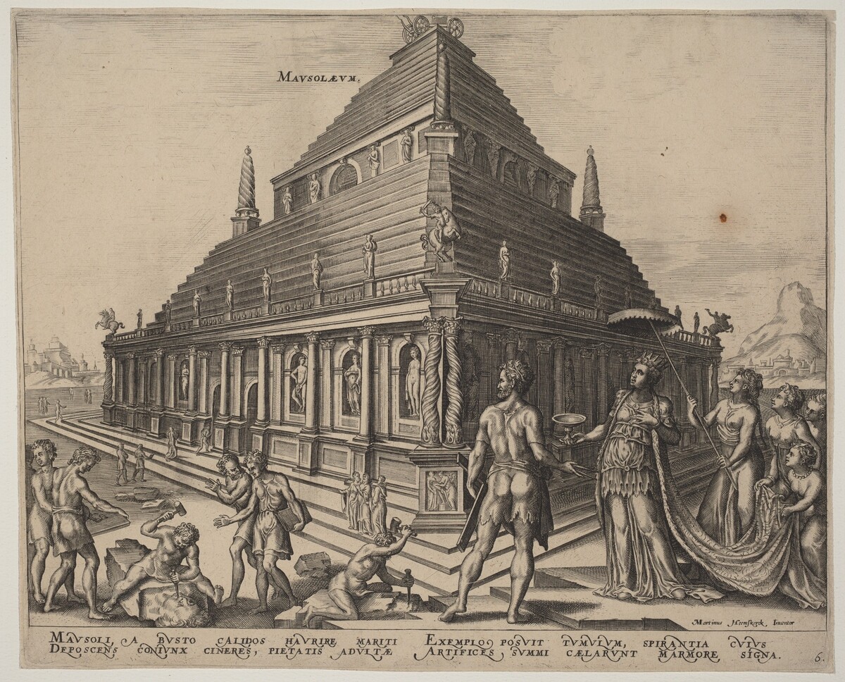 Mausolaeum (The Tomb of Mausolus at Halicarnassus) by Philip Galle, after Maerten van Heemskerck
