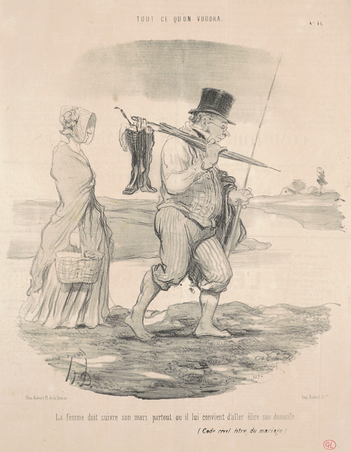 La femme doit suivre son mari ... by Honoré Daumier
