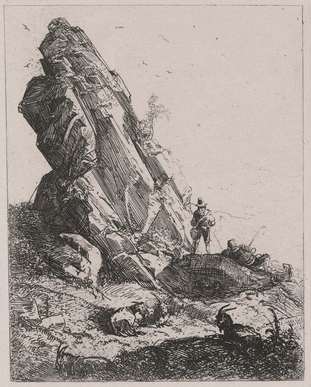 Rock Outcrop with Shepherds and Goats by Caspar Johann Nepomuk Scheuren