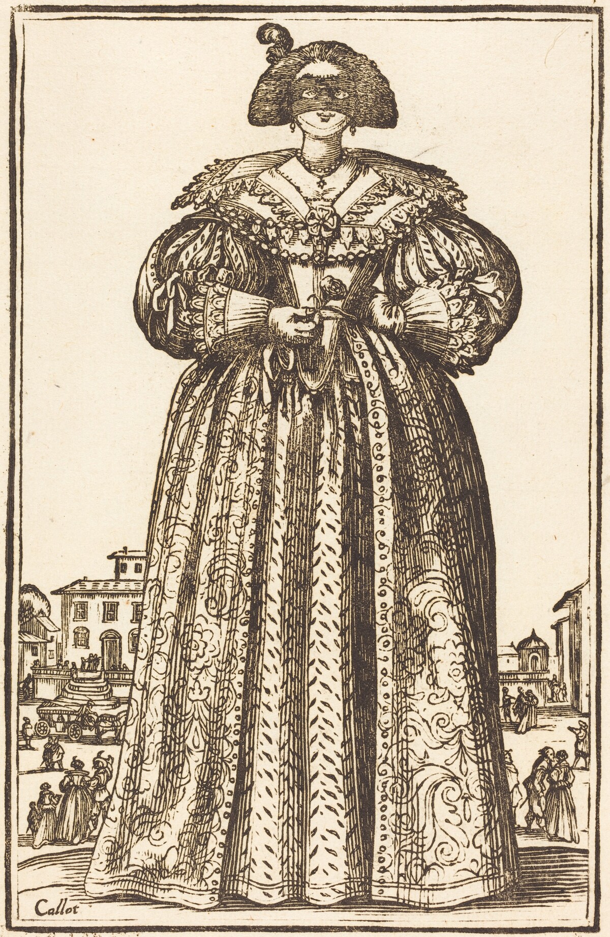Masked Noble Woman by after Jacques Callot