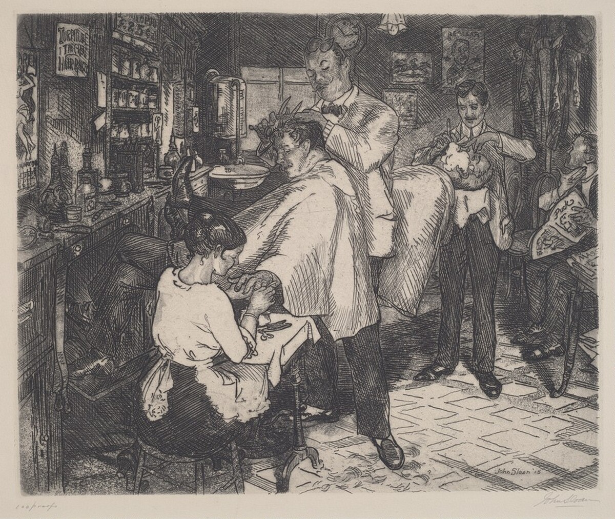 The Barber Shop by John Sloan