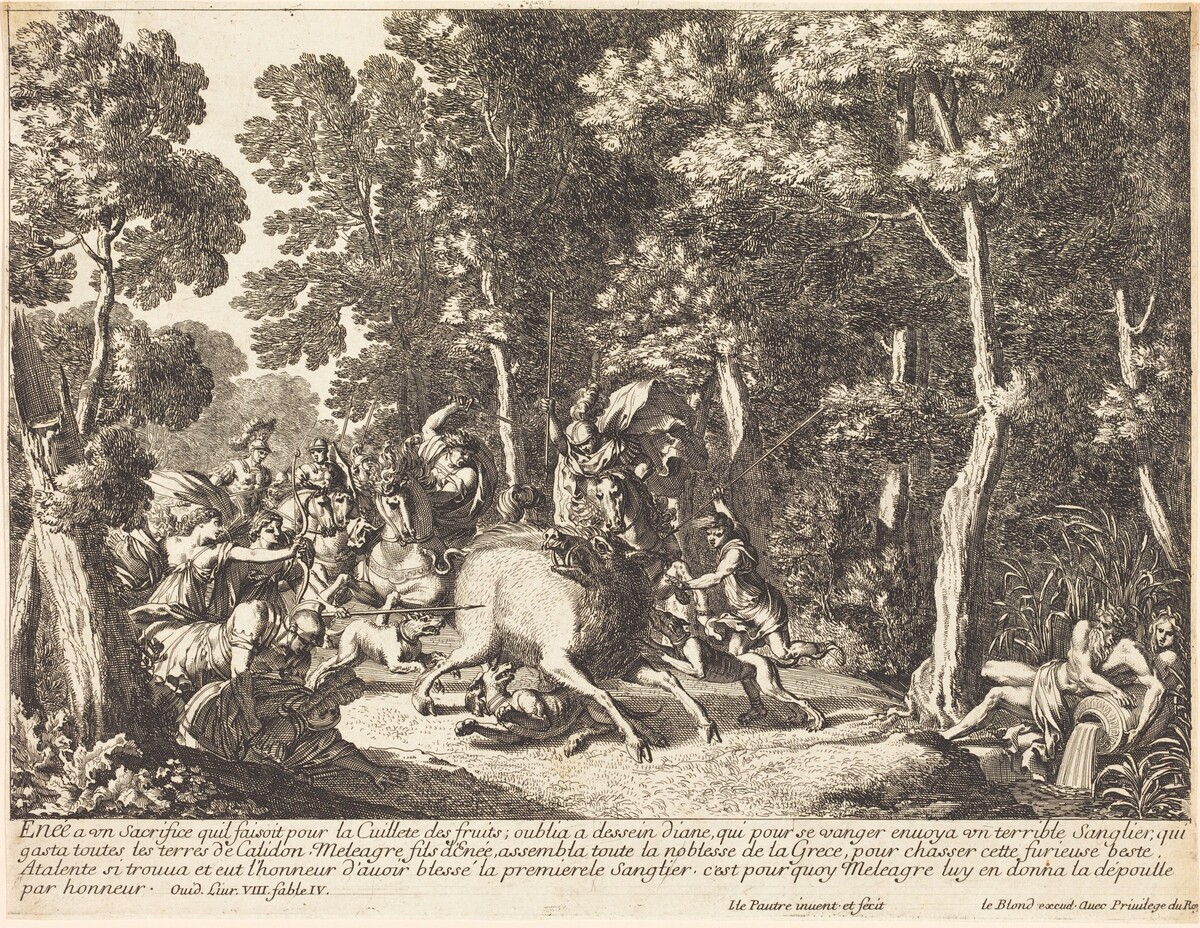 Atlanta and Meleager Hunting the Boar of Calydon by Jean Lepautre