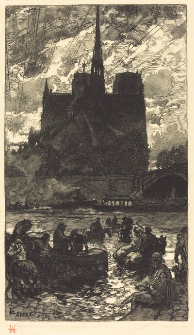 Watering-place behind Notre-Dame (L'abreuvoirderriere Notre-Dame)