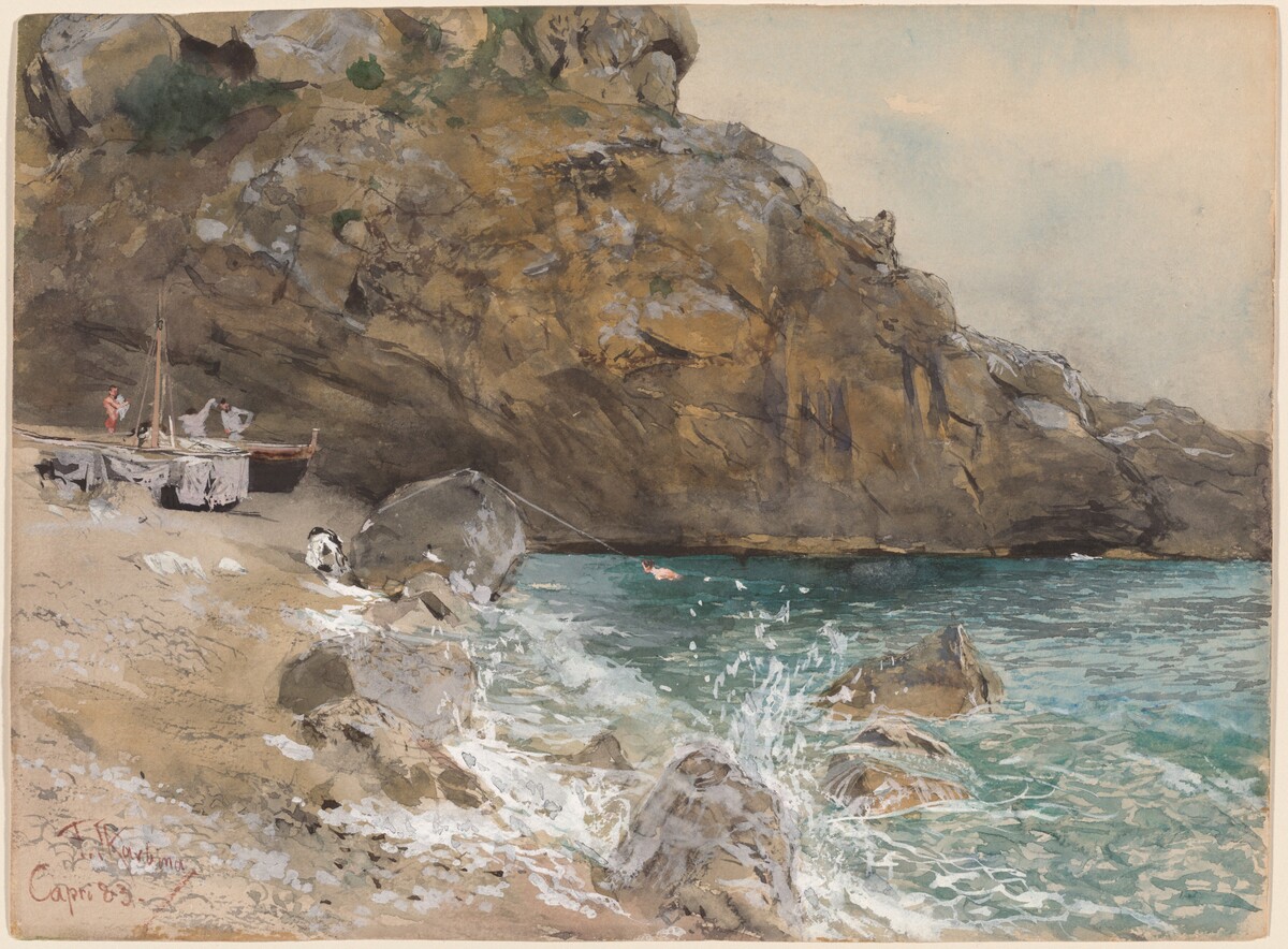 The Beach at Marina Piccola, Capri by Franz Skarbina