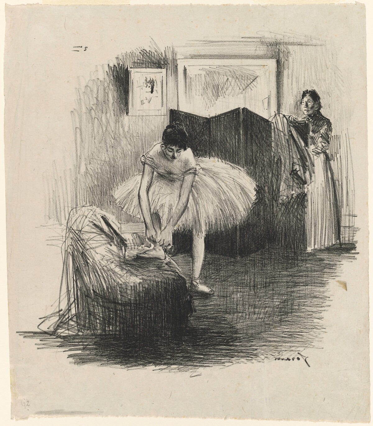 Danseuse rattachant son chausson (Dancer Tying Her Slipper) by Jean-Louis Forain