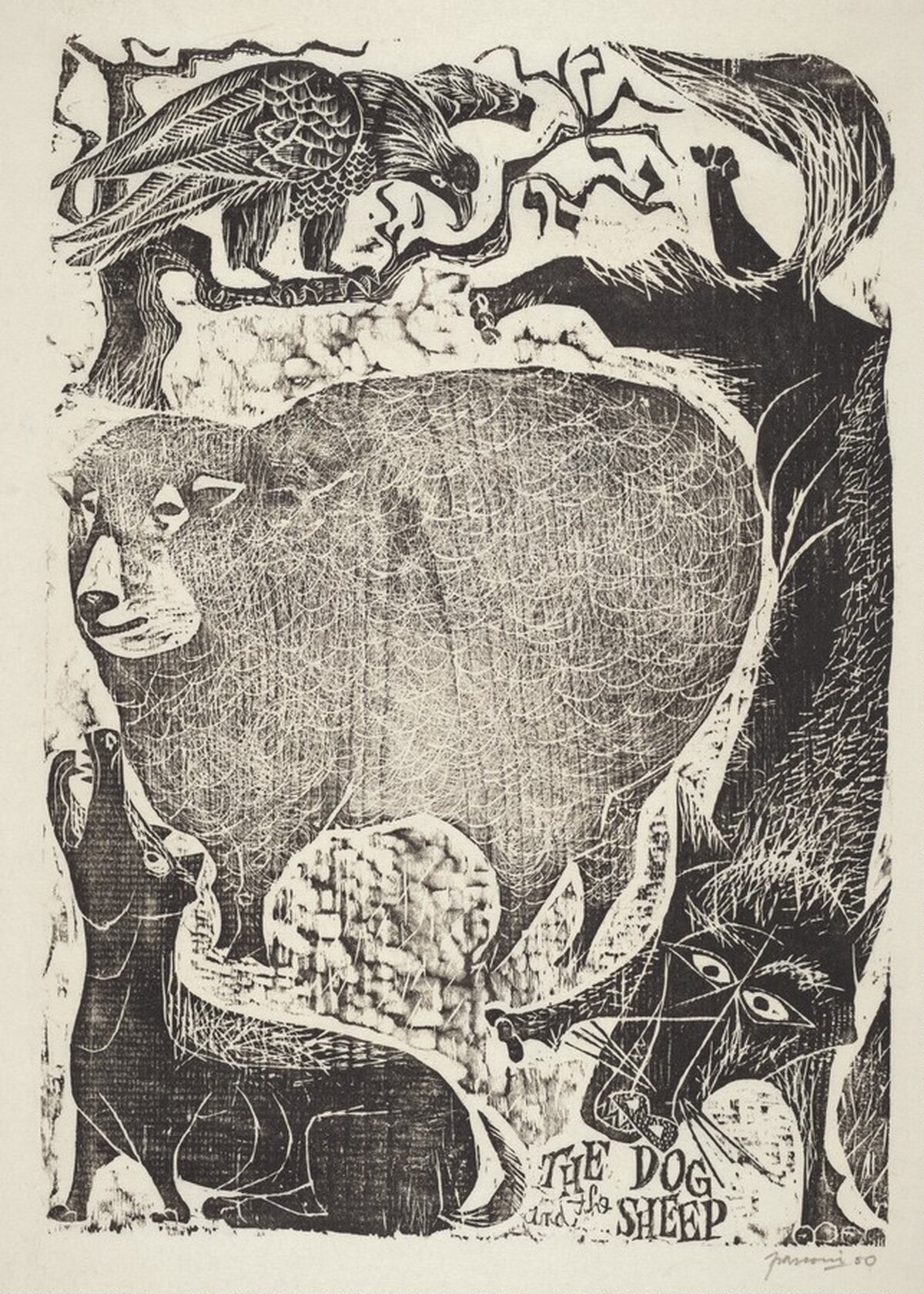 The Dog and the Sheep by Antonio Frasconi