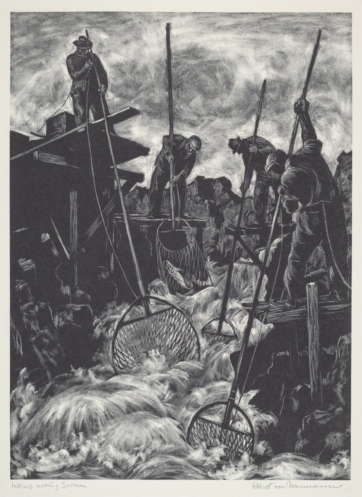 Indians Netting Salmon by Robert Von Neumann