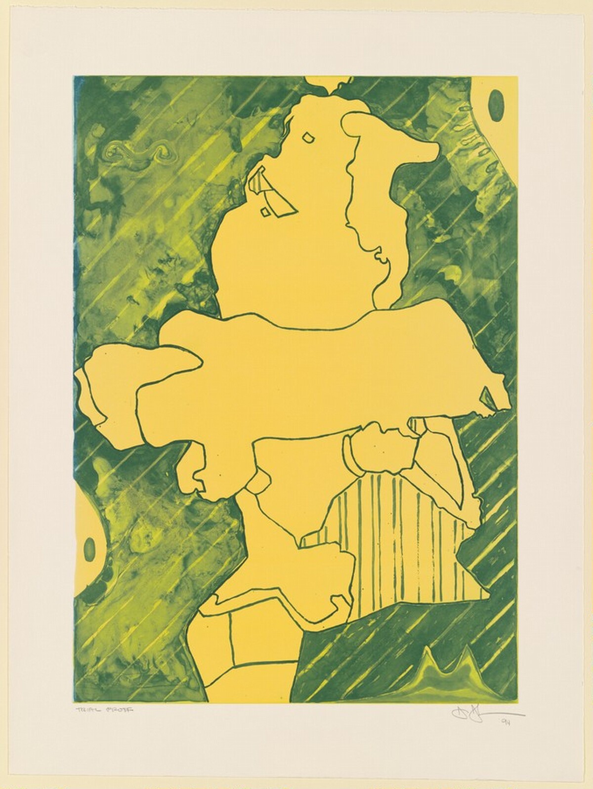Green Angel 2 Experimental Lithos [trial proof] by Jasper Johns