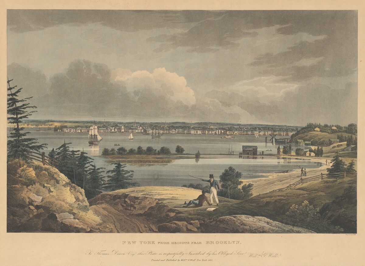 New York from Heights near Brooklyn by John Hill, after William Guy Wall