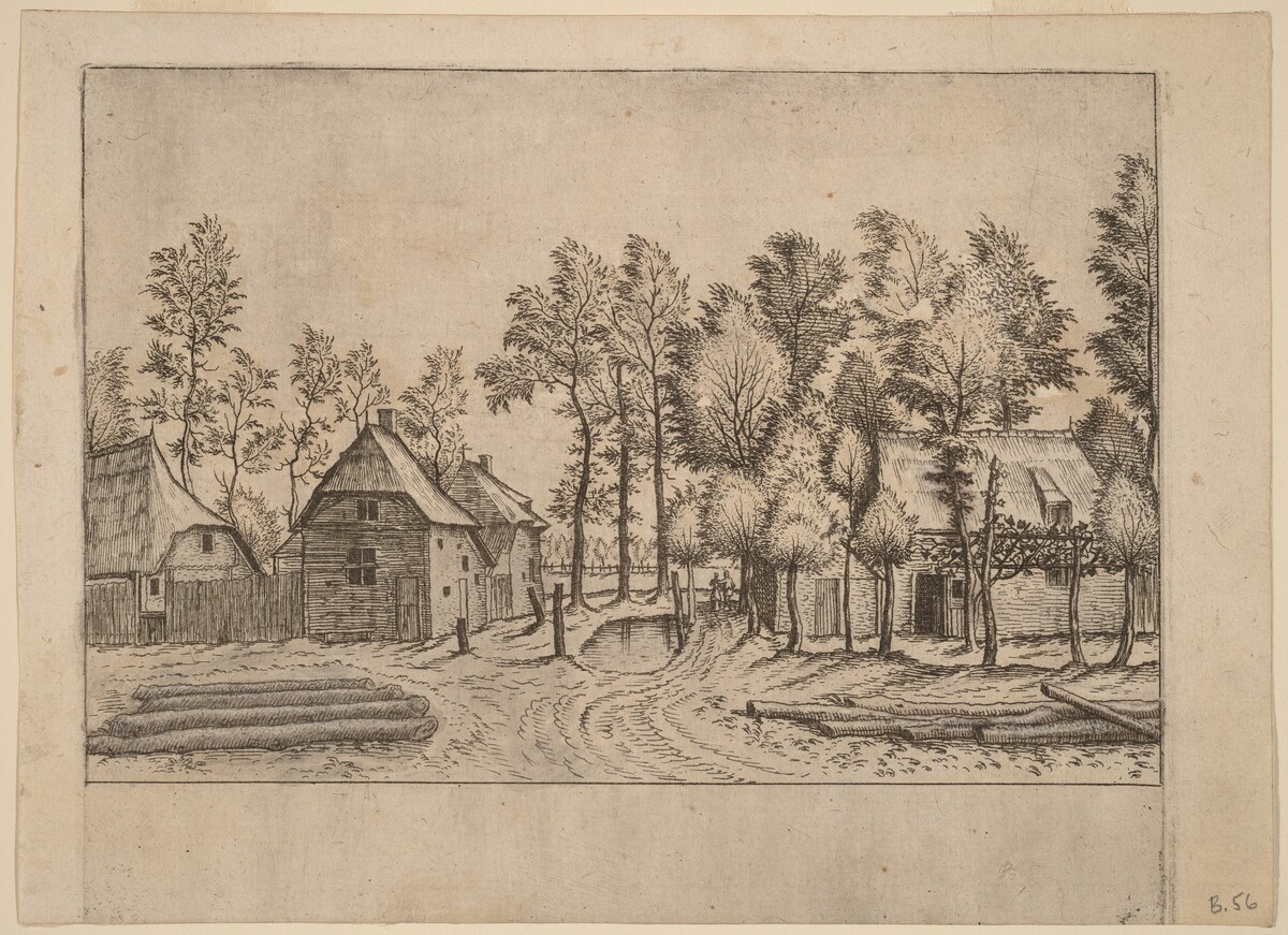 Village Street by Johannes van Doetechum, the Elder and Lucas van Doetechum after Master of the Small Landscapes