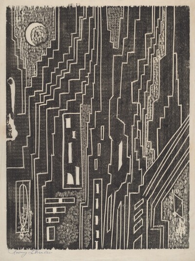 Untitled (Urban Scene-Man & Smokestacks)