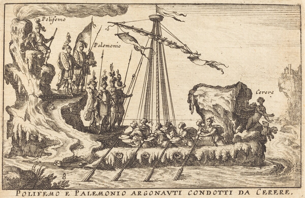 Polifemo e Palemonio Argonauti condotti da Cerere by Balthasar Moncornet after Remigio Cantagallina