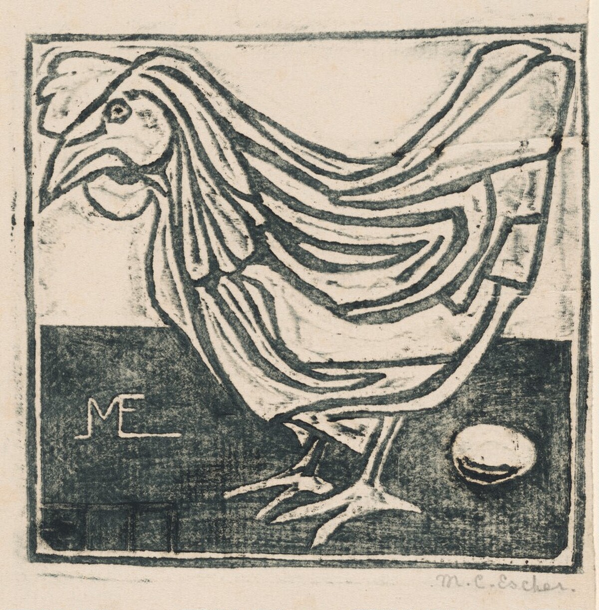 Hen with Egg by M.C. Escher