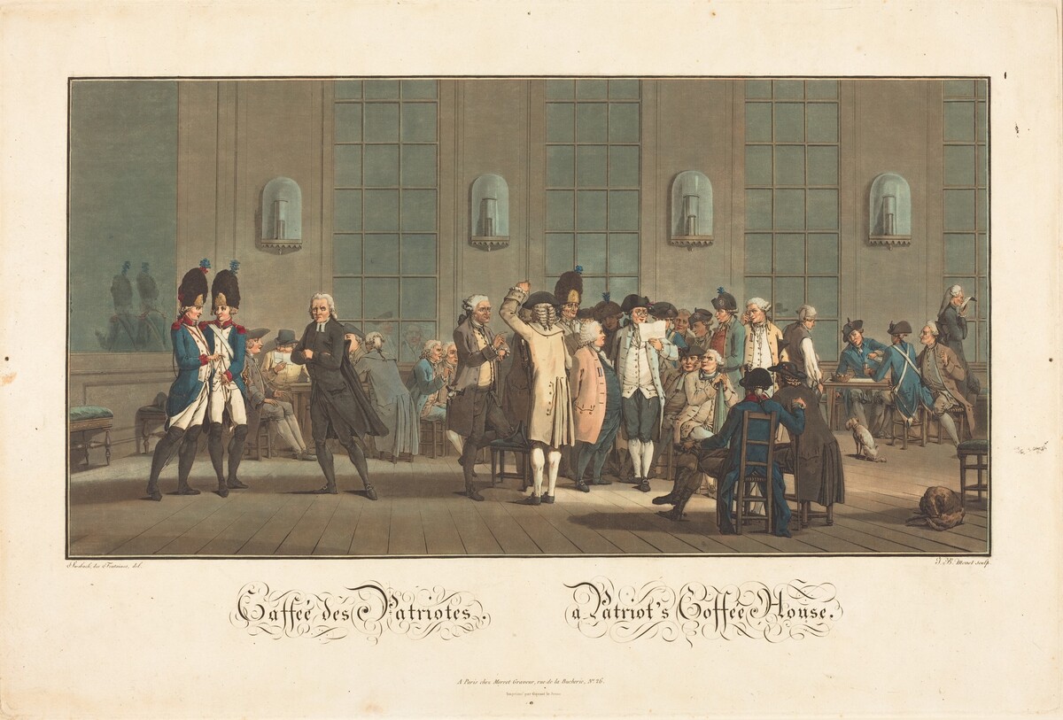 Caffeé des Patriotes - A Patriot's Coffée House by Jean-Baptiste Morret after Jacques-François-Joseph Swebach-Desfontaines
