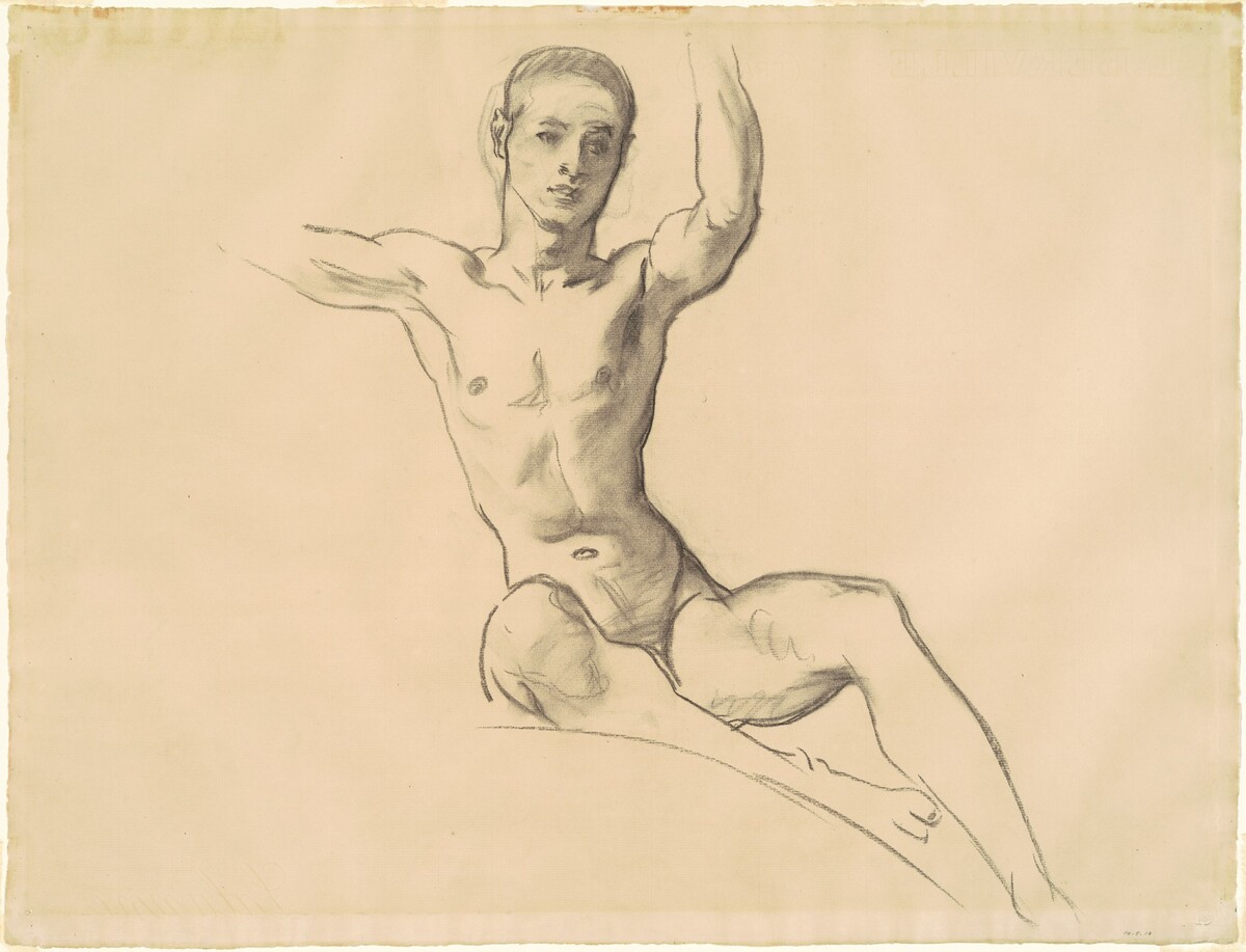 Study for Figure above "Music" by John Singer Sargent