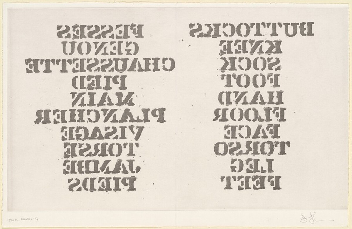 Words [trial proof 1] by Jasper Johns