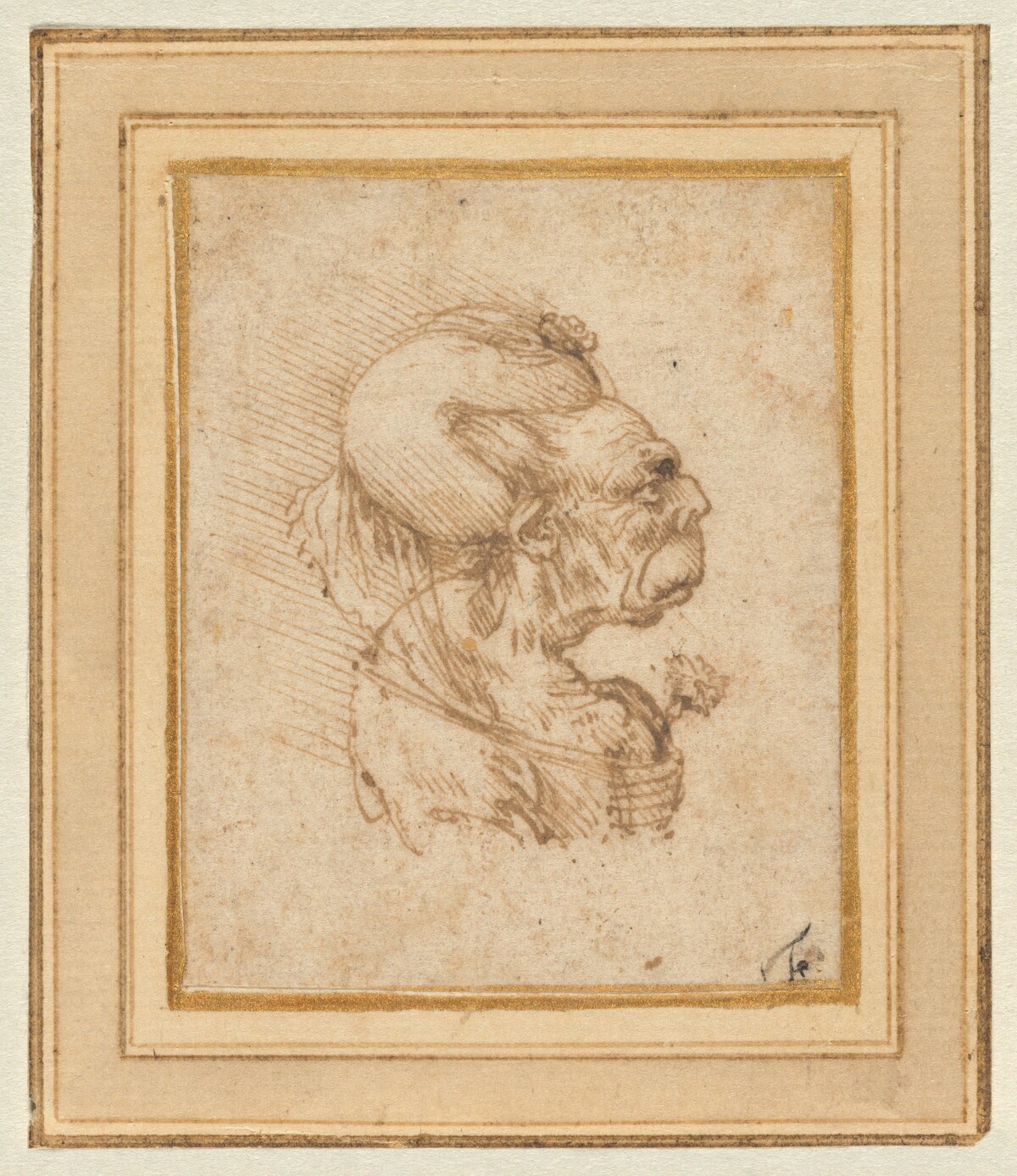 Grotesque Head of an Old Woman by Leonardo da Vinci