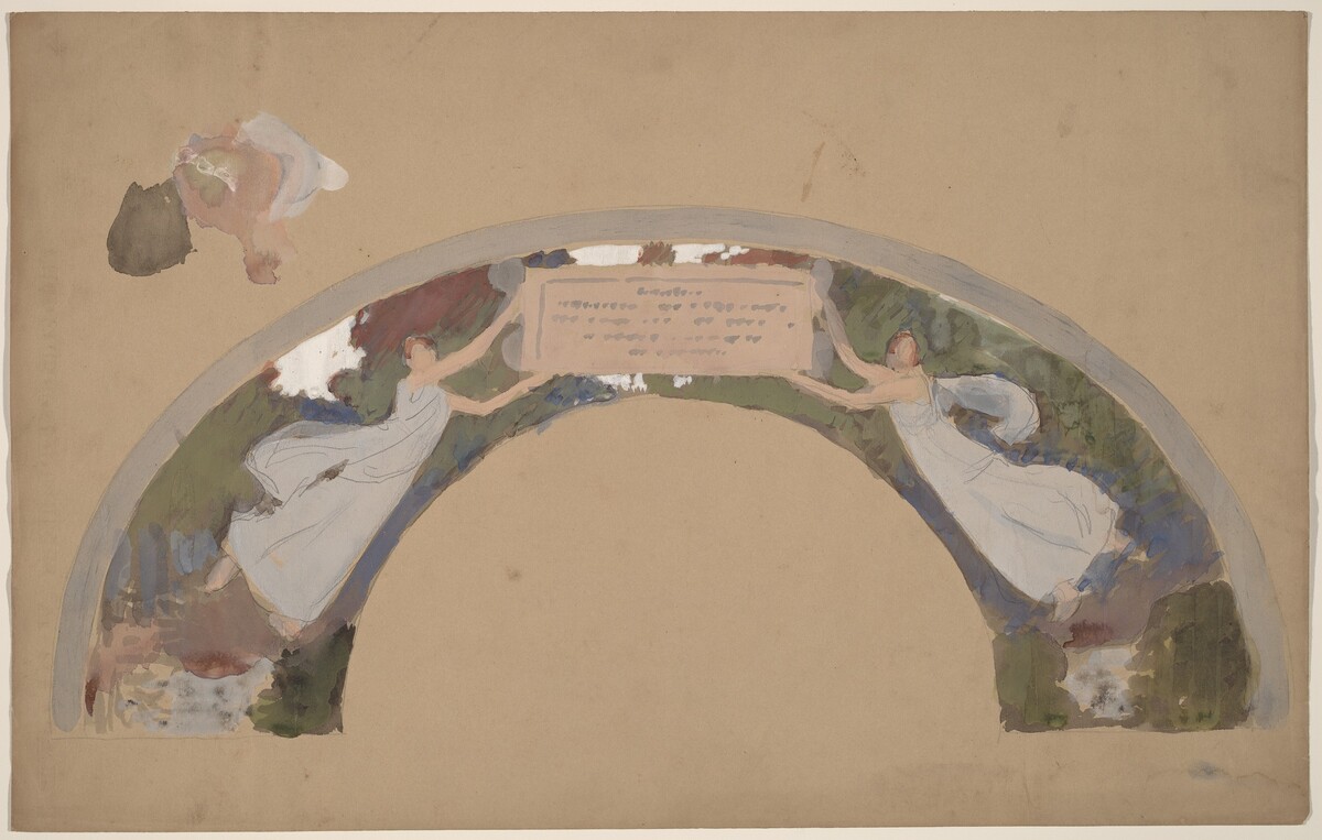 Study of Two Female Figures in Arched Border by Charles Sprague Pearce