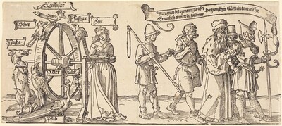 Time and a Fox Turning the Wheel of Fortune with People of all Ranks to the Right