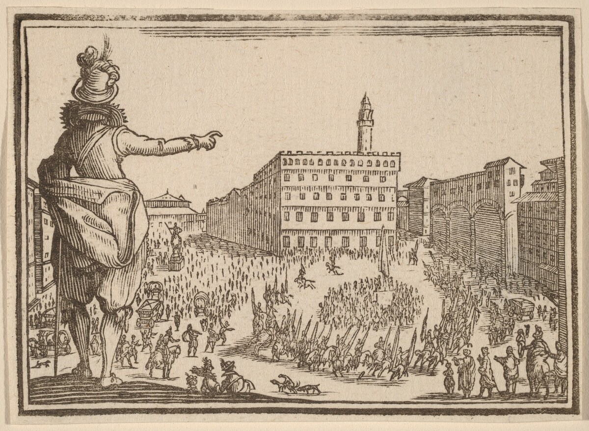 Piazza della Signoria, Florence by Edouard Eckman after Jacques Callot