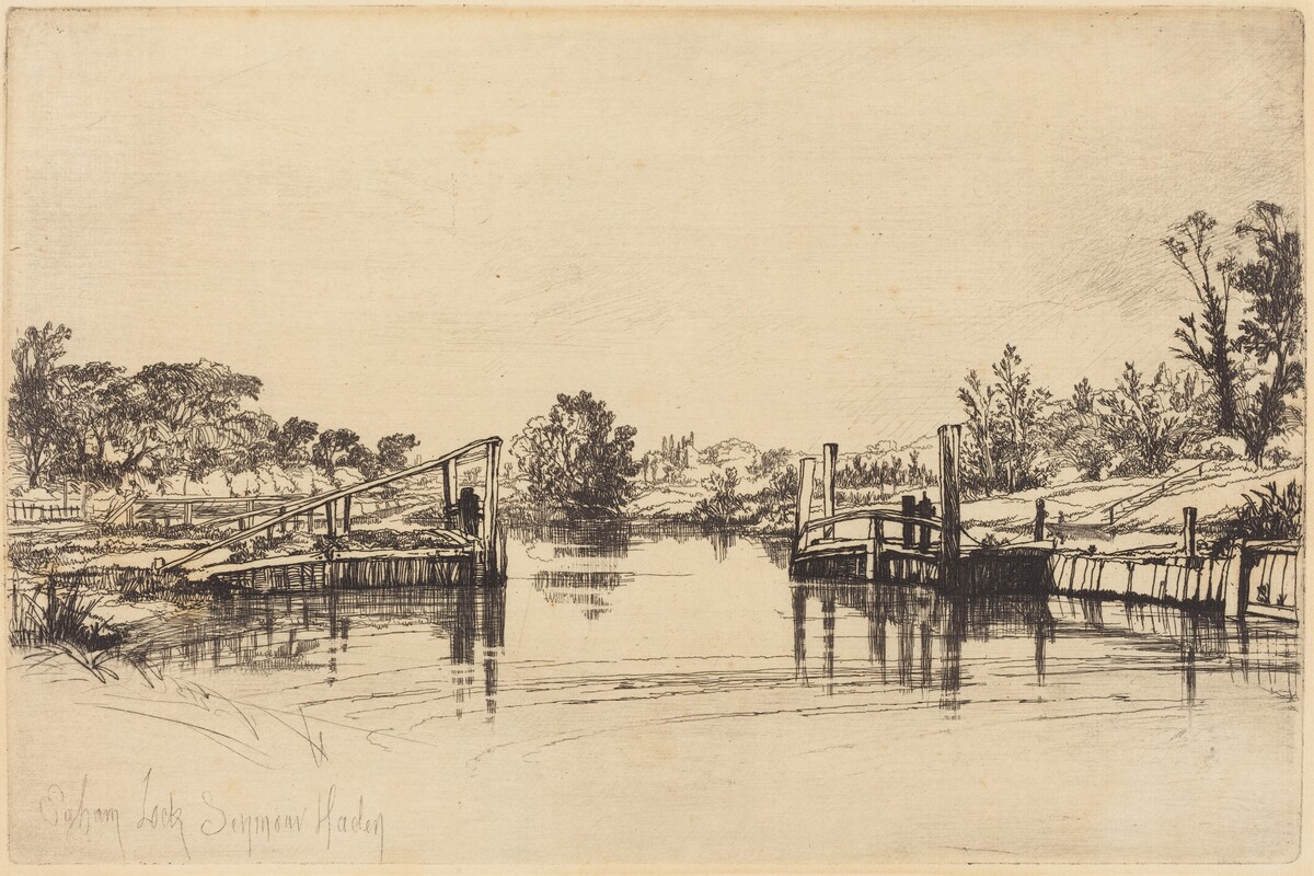 Eagham Lock by Francis Seymour Haden