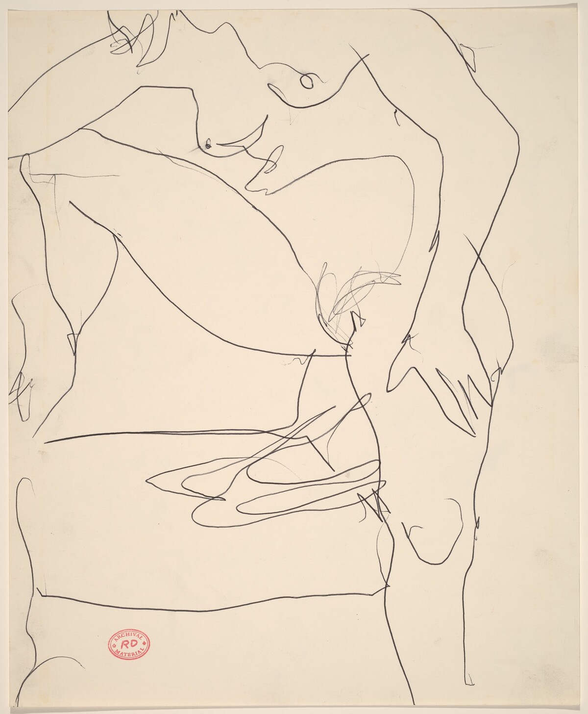 Untitled [side view of a nude stepping high with her right foot] by Richard Diebenkorn