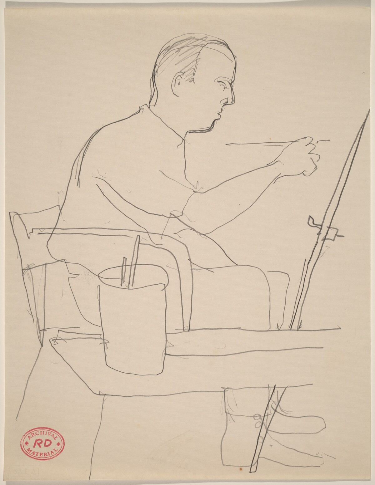 Untitled [man seated at an easel and painting] by Richard Diebenkorn