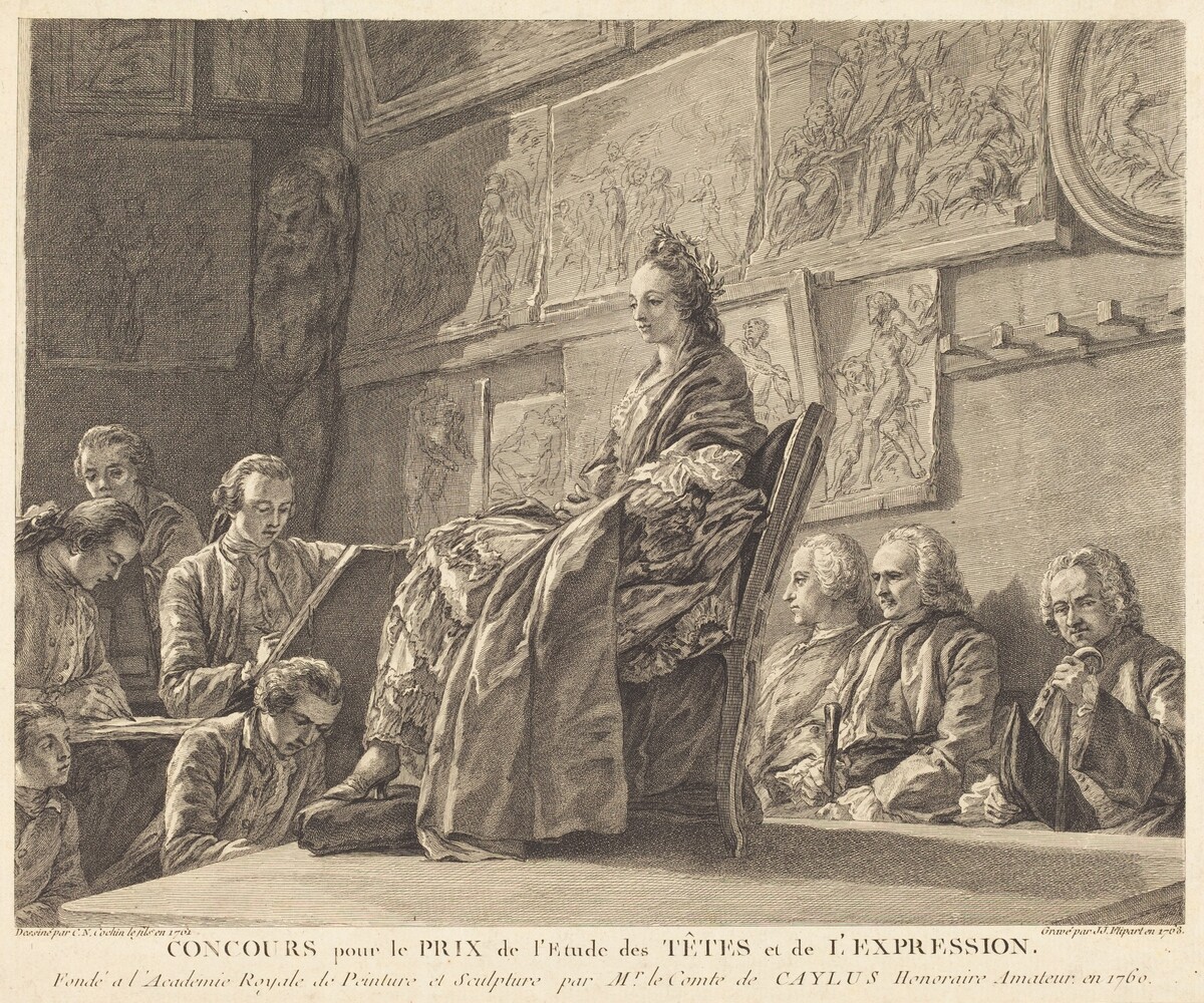 Concours pour le Prix de l'Etude des Têtes et de l'Expression (Contest for the Prize for the Study of Heads and Expression) by Jean-Jacques Flipart after Charles-Nicolas Cochin II