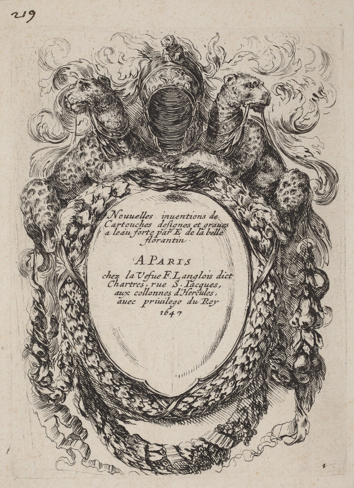 Title Page for "Nouvelles inventions de Cartouches" by Stefano Della Bella