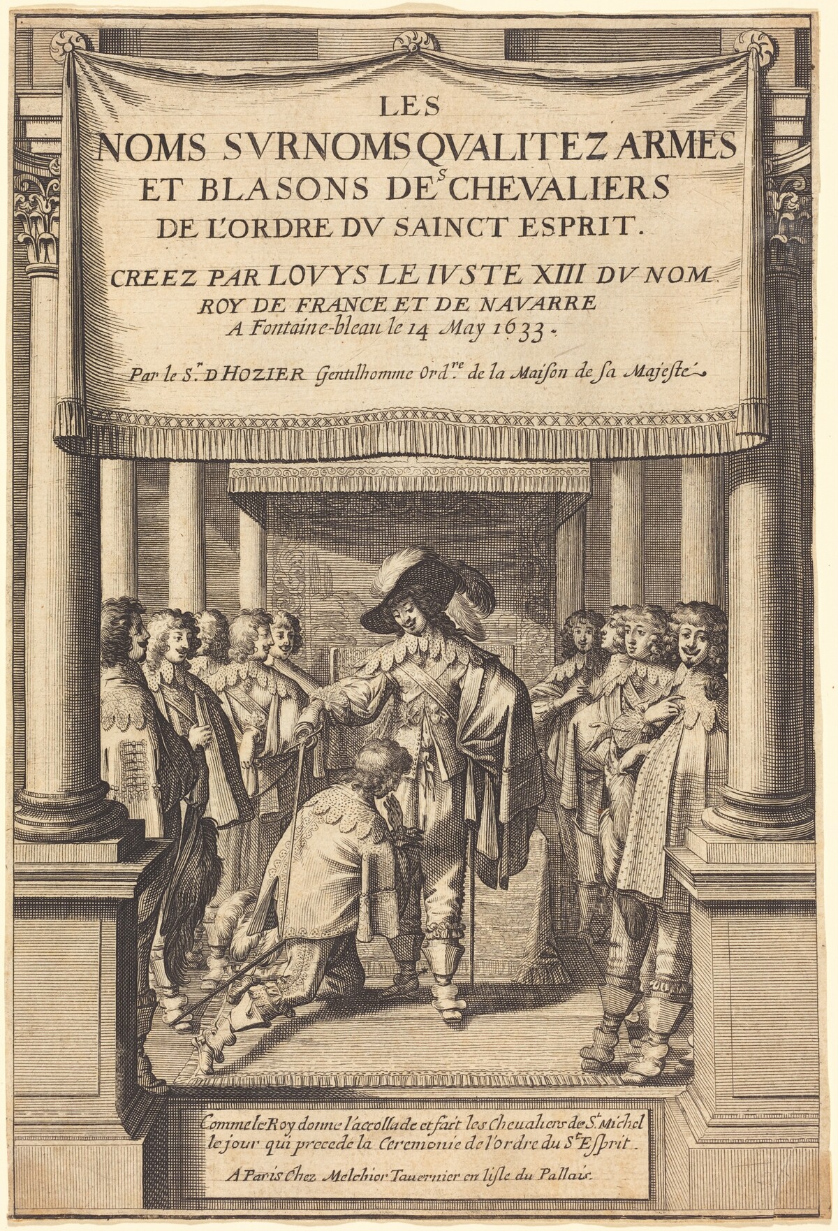 The King Giving the Accolade and Creating Knights of S. Michel Who Receive the Order of the Holy Spirit by Abraham Bosse
