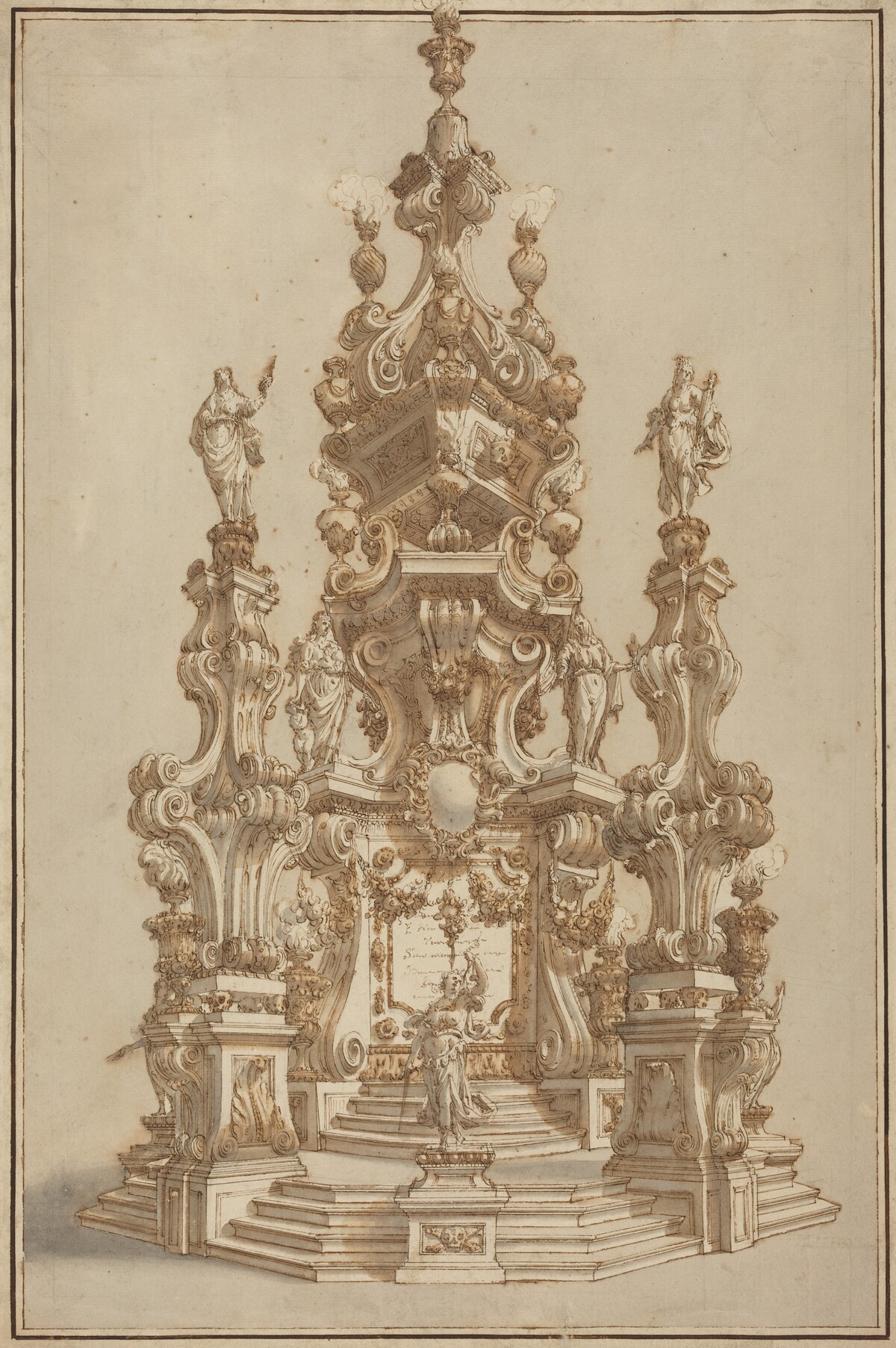 Magnificent Catafalque for a Deceased Noble by Francesco Galli Bibiena
