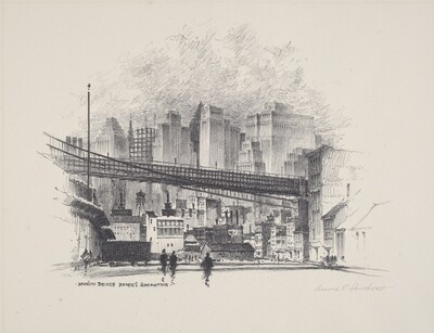 Brooklyn Bridge Enters Manhattan