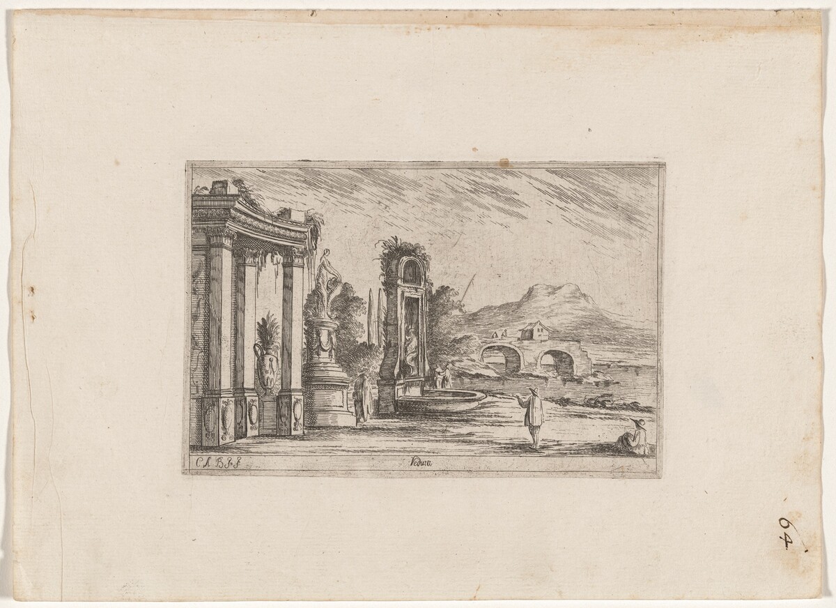 Veduta: Design for a Garden Court with a Mountain View by Carlo Antonio Buffagnotti