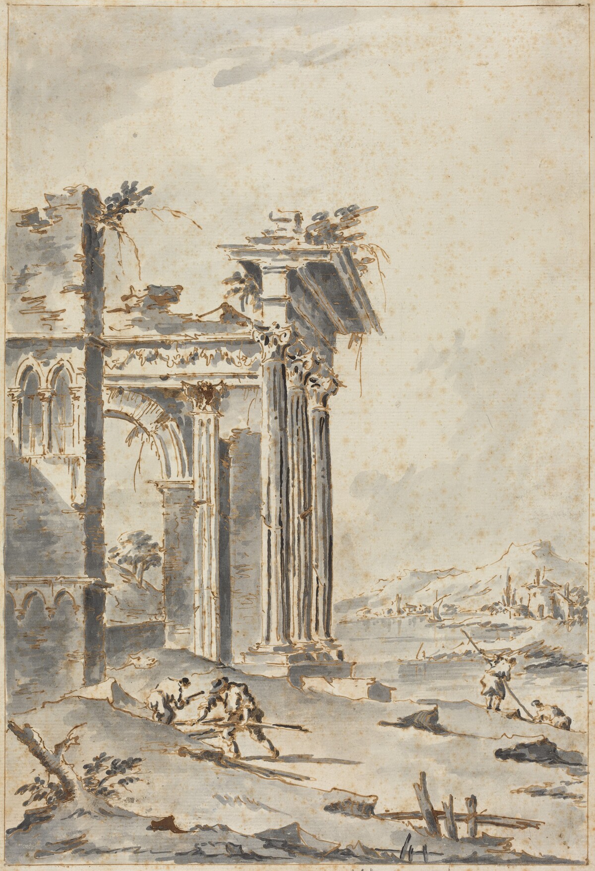 Capriccio of Classical Ruins on a Shore by Giacomo Guardi